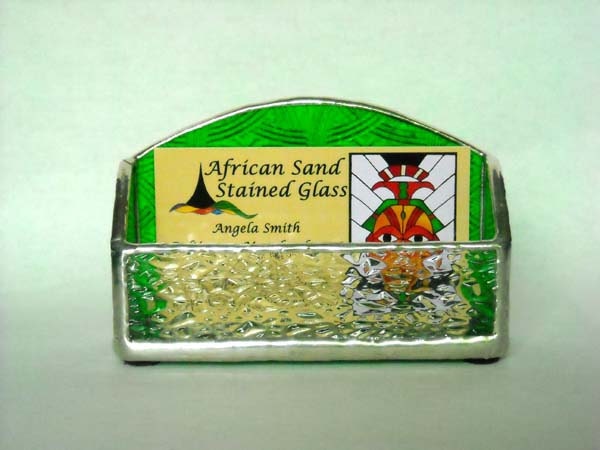 Green Stained Glass Business Card Holder