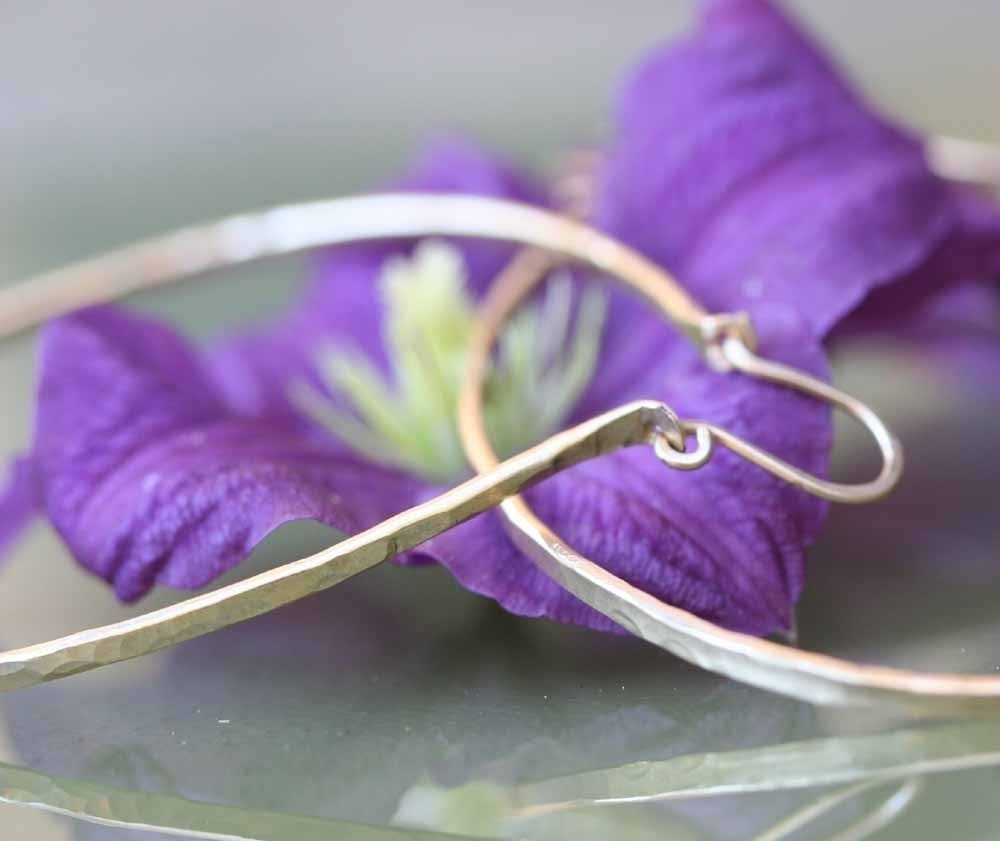 Classic Gold Filled Hammered Hoops-2.5 inches