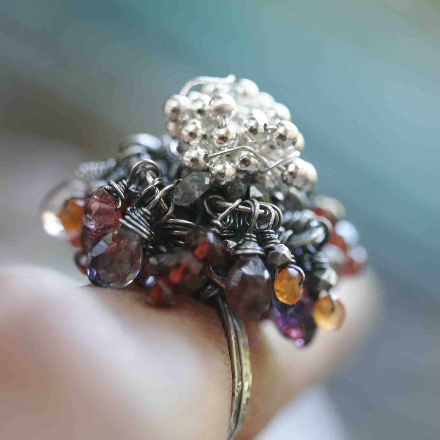 Sterling and Water Crystal Cocktail Ring