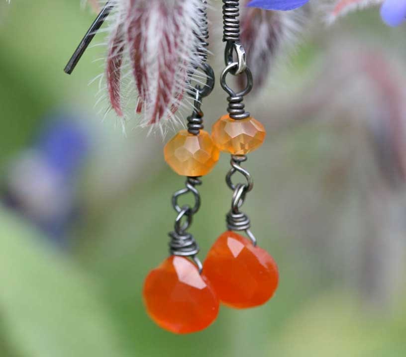 Sterling Carnelian Drop Earrings