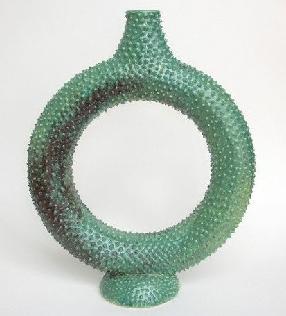 Spike Ring Vase Patina Green