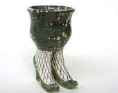 Handmade Ceramic Sex Pot with Fishnet Stockings