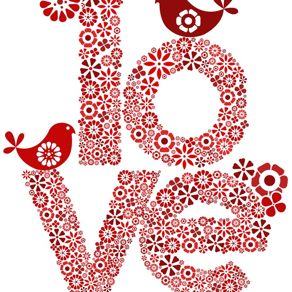 Love in red print