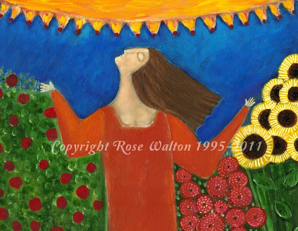 Alleluia primitive religious folk art archival giclée print by Pennsylvania folk artist Rose Walton 5x7