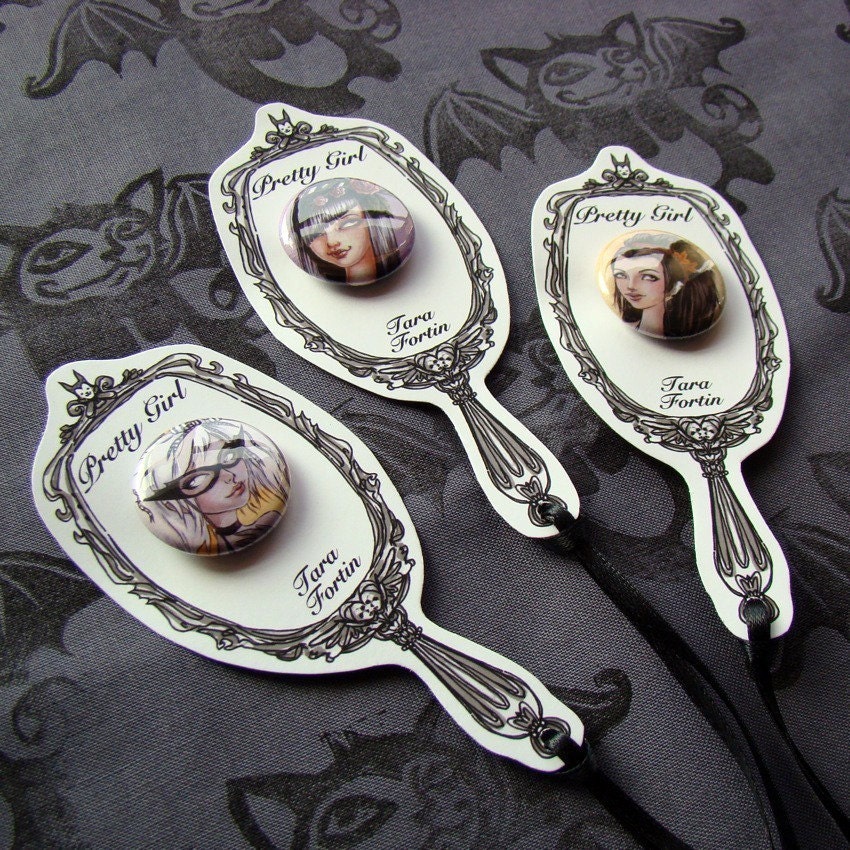 SALE- Pretty Girl pin set/gift tags- Only three left-