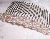 Vintage Rose 3 Inch Pick Your Colors Wedding Bridal Comb with Swarovski Pearls and Crystals