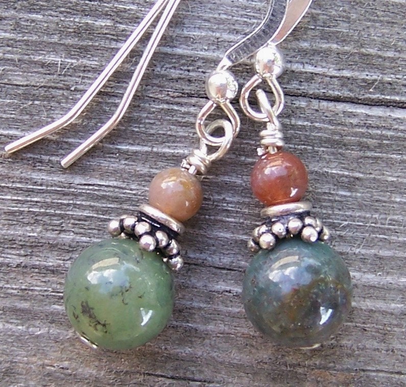 Fancy Jasper and Bali Silver Earrings
