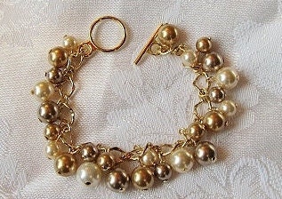 Monique Wedding Day Bracelet in Gold with Swarovski Pearls