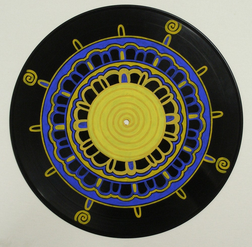 original acrylic painting on LP vinyl