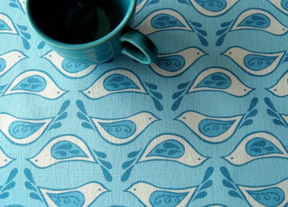 Birdsong Organic Canvas in Blue Sky - Fat Quarter