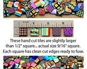 30 Hand Cut Earring Squares - CBS Pattern and Design Dichroic Cabochon Pairs - COE 90 -  Cut to be used with Aanraku Earring Bails