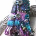 Cool Mystique Gypsy Jangle Bracelet, Heavily Beaded, Jeweled, Purple, Blue, Green, Black, Silver, Bohemian