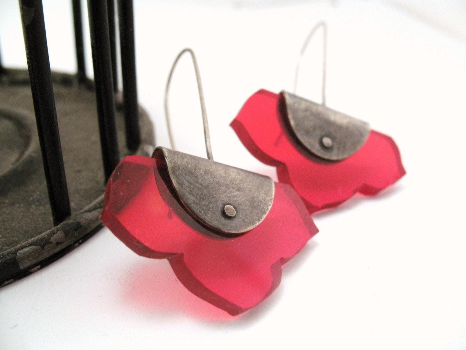 Pinned Kikyo Earrings - acrylic and sterling silver - Your choice of colors