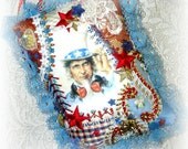 Americana Door Hanging Crazy Quilt Uncle Sam 4th Of July Decor