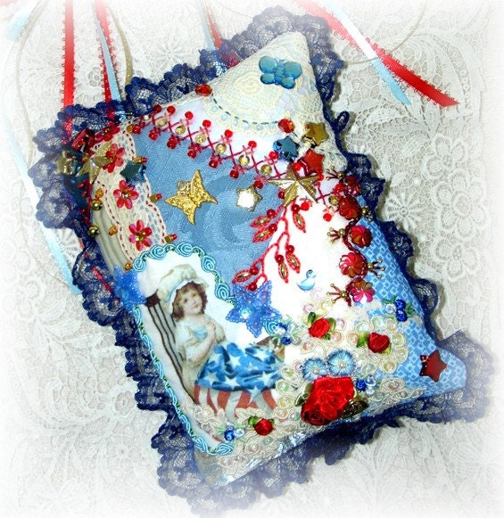 Americana Door Hanger Betsy Ross Ornament Crazy Quilt