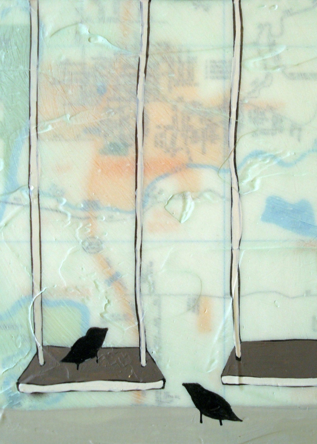 Birds and Swings - Archival Print - SALE 1/2 OFF