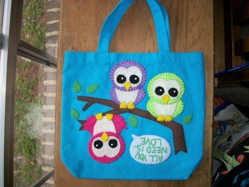 Wonderful Wise Owl Tote Bag Your Choice Made to Order