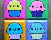 Happy Cupcakes Wall Decor Set of Four Plaques