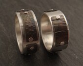 Sterling and Textured Titanium Panel Rings