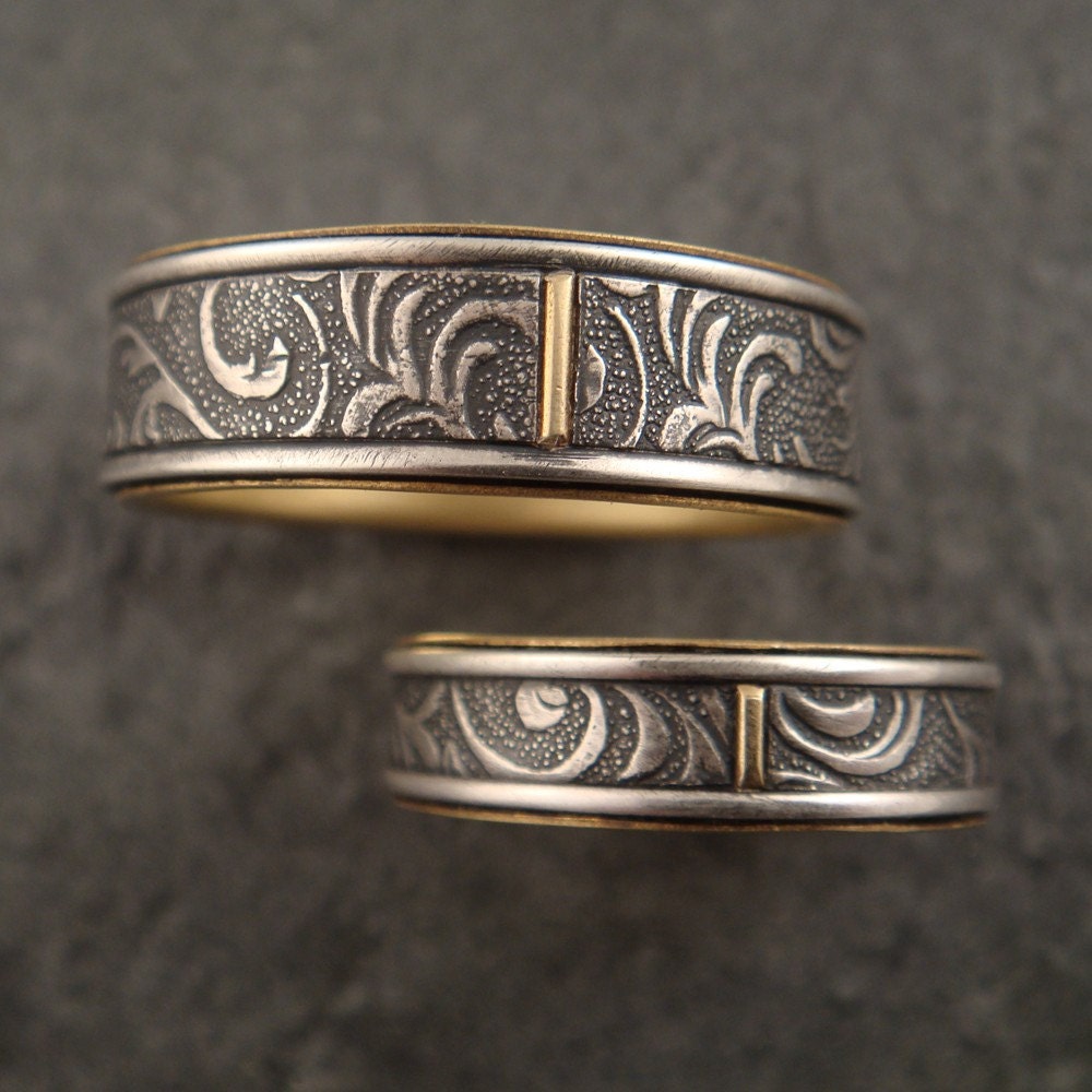 Wedding Band Set - Art Nouveau Vines Ring