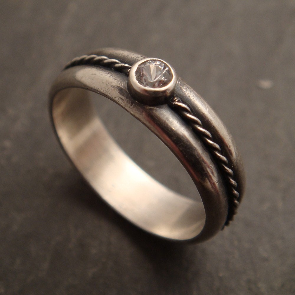 White Sapphire Engagement Ring