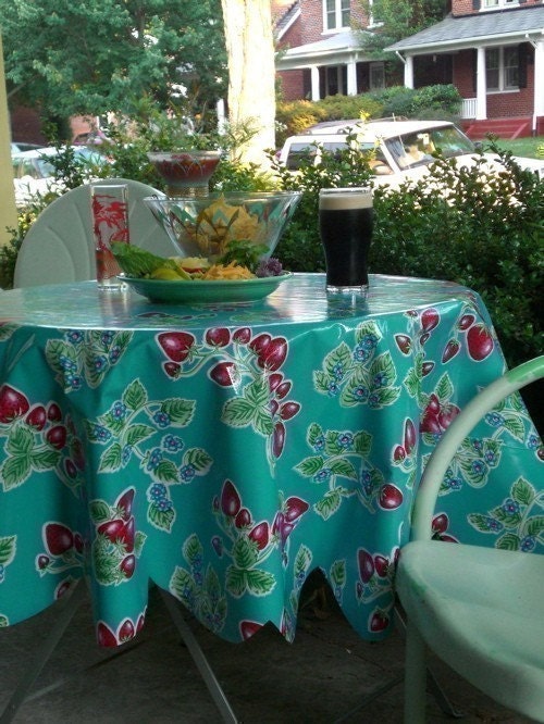 Oilcloth Tablecloth -- Custom Round Oilcloth Tablecloth  Medium -- DESIGN YOUR OWN