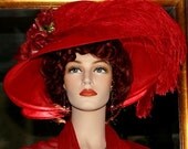 Kentucky Derby Hat Edwardian Hat Tea Hat Designed by Darna Run for the Roses Crystal Fairy Red