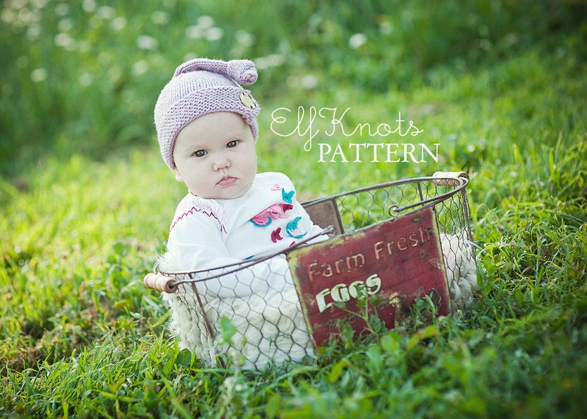 PATTERN Elf Knots newborn baby hat