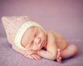 Cabled button strap Hood for NEWBORNS photography prop - Pink and yellow