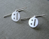 Cute Little Neutral Emoticon Geeky Earrings - Teens, Nerd Jewelry, Internet, Computer, Geekery, Sterling Silver