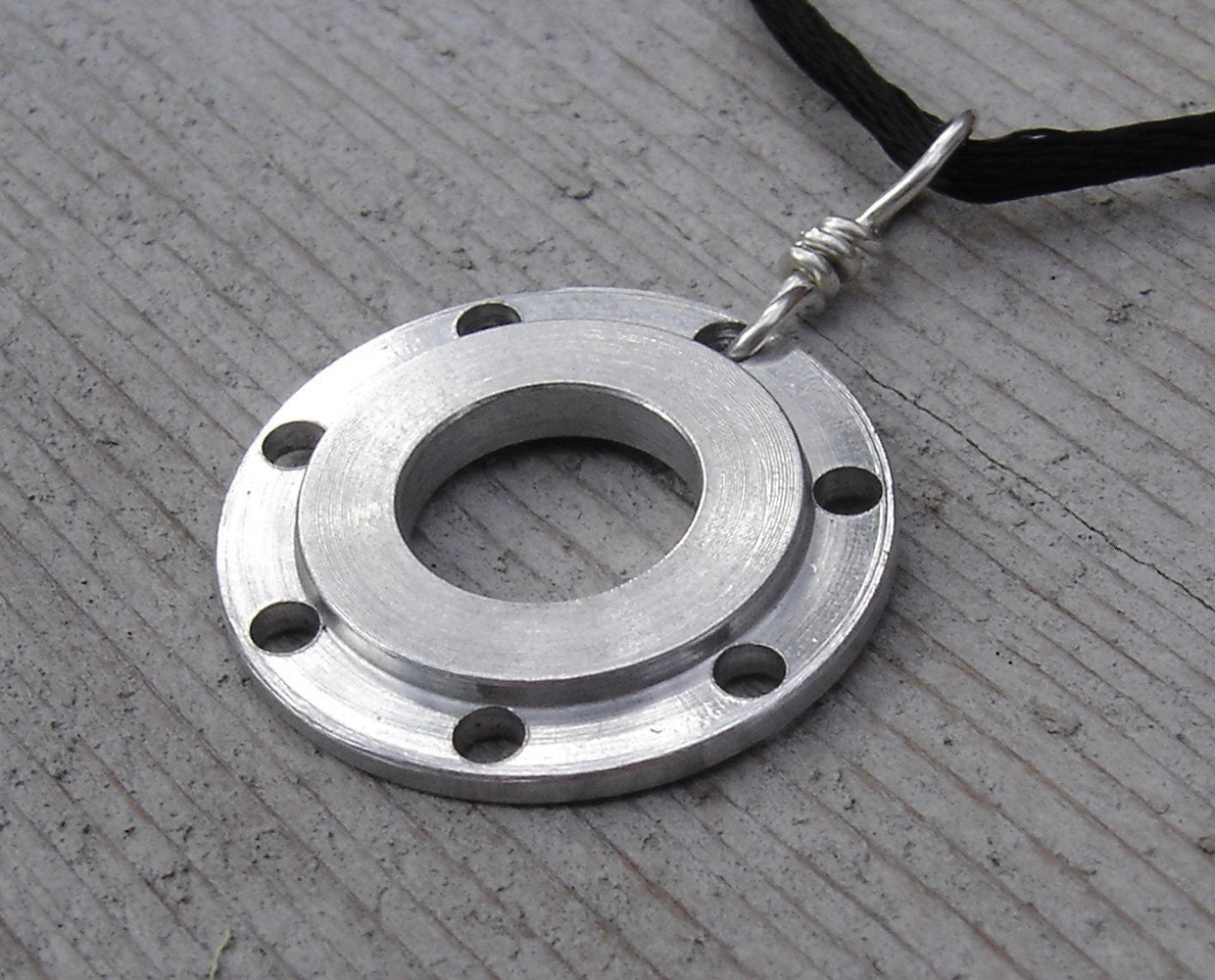 Aluminum Steampunk Necklace - The Widget Industrial Pendant - Machinery Steam Punk Jewelry - Unisex, Men Wheel