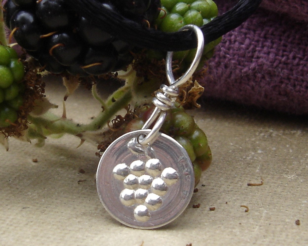 Little Grapes Pendant - Grapes Necklace - Sterling Silver Small Grape Jewelry - Wine, Viticulture, Oenologist