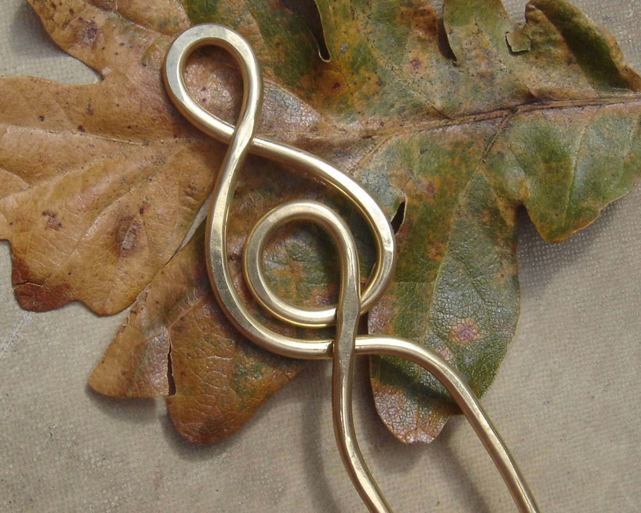 Infinity Loops Brass Hair Fork, Shawl Pin, Scarf Pin, Hair Comb - Long Hair Accessory - Women - Knitting - Bun Holder