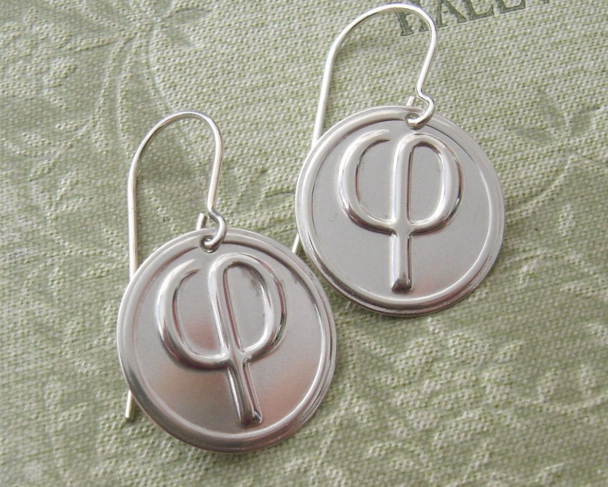 Phi Sterling Silver Stamped Earrings - Geekery, Golden Ratio, Mathematics, Teacher, Science Jewelry
