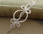 Little Yin Yang Harmony Sterling Silver Shawl Pin, Scarf Pin, Sweater Brooch - Hammered Silver Wire - Lace Shawl Pin - Womens Accessory