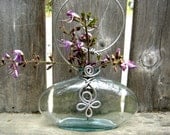 Hanging Wall Vase - Celtic Spiral Wide Flat Flask - flowers, rooter, outdoors and garden, planter, kitchen, patio, home decor