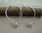 Sterling Silver Endless Hoop Fancy Loop Earrings - Silver Wire - Eternal Hoop - Hoop Earrings - Hammered Wire