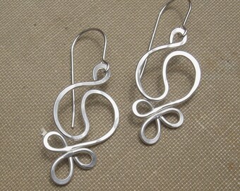 Yin Yang Harmony Sterling Silver Wire Earrings - Hammered Dangle Earrings - Yin Yang Jewelry - Yinyang - Yin Yang Earrings