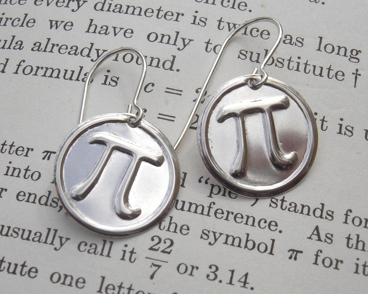 Sterling Silver Pi Earrings - Geek Math Jewelry - Math Teacher Gift -  Pi Jewelry - Teacher Appreciation