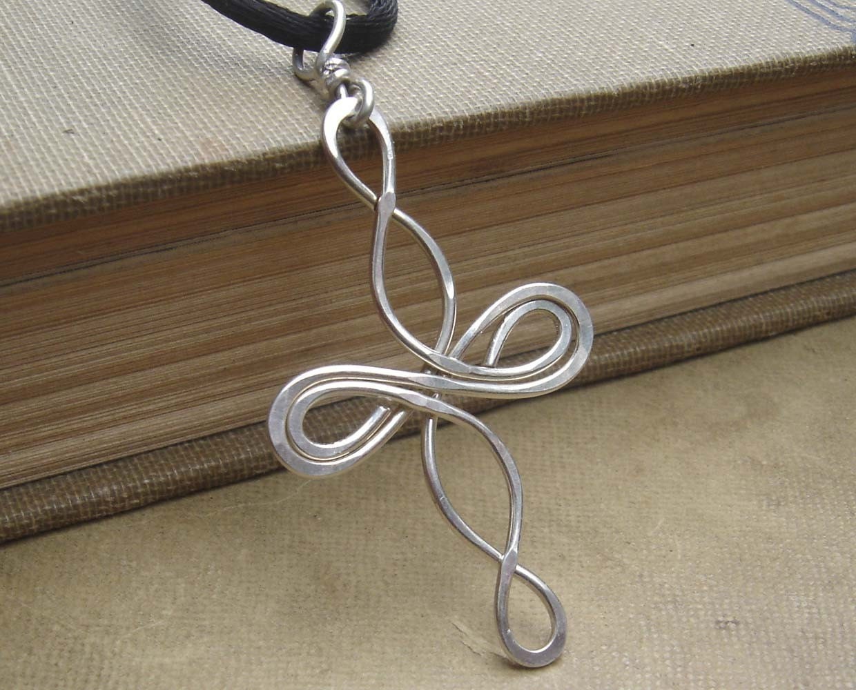 Celtic Cross Pendant - Infinity Loops Sterling Silver Necklace - Celtic Knot Jewelry - Wire Cross - Confirmation Gift - First Communion