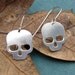 Skull Earrings - Skull Jewelry - Sterling Silver, Halloween, Dangle, Dia De Los Muertos