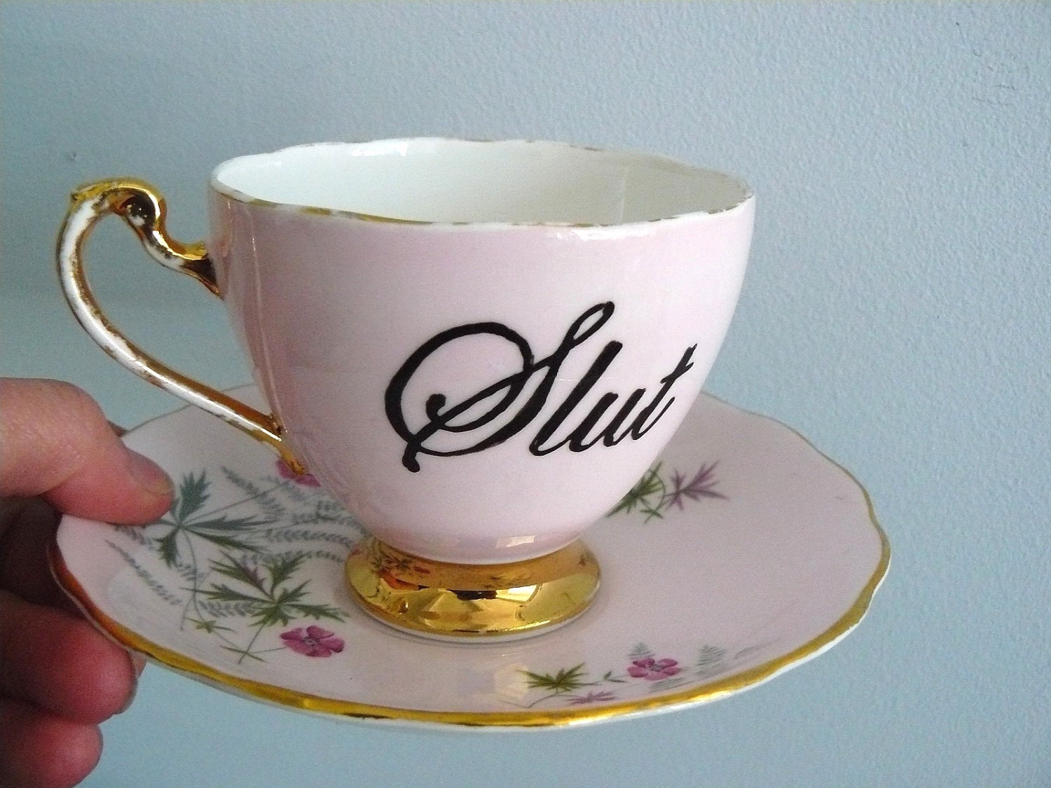Slut pink teacup