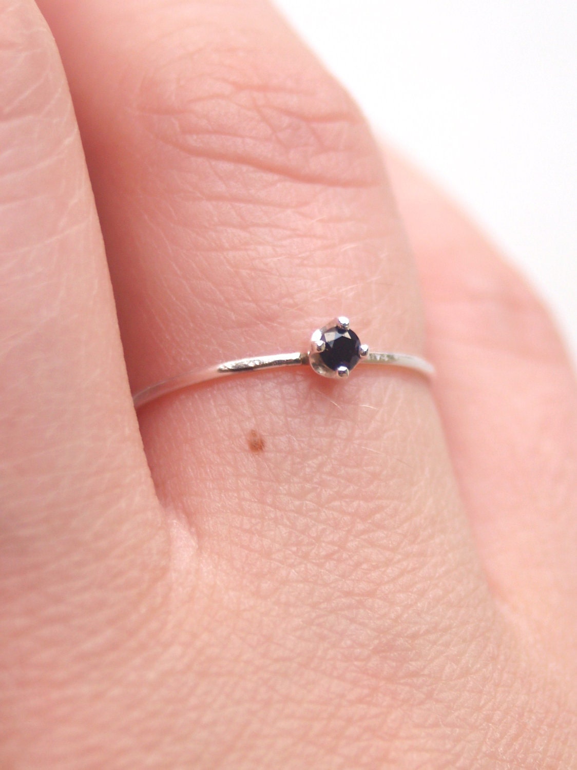 Tiny Black Spinel Ring