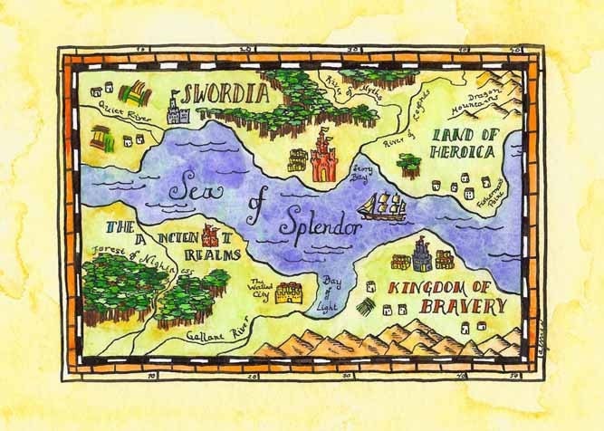 RESERVED - Fantasy Map - Lands of Splendor Map Original 5" x 7" Watercolor