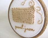 Hand Embroidered Purl Jam Knitting Hoop Art