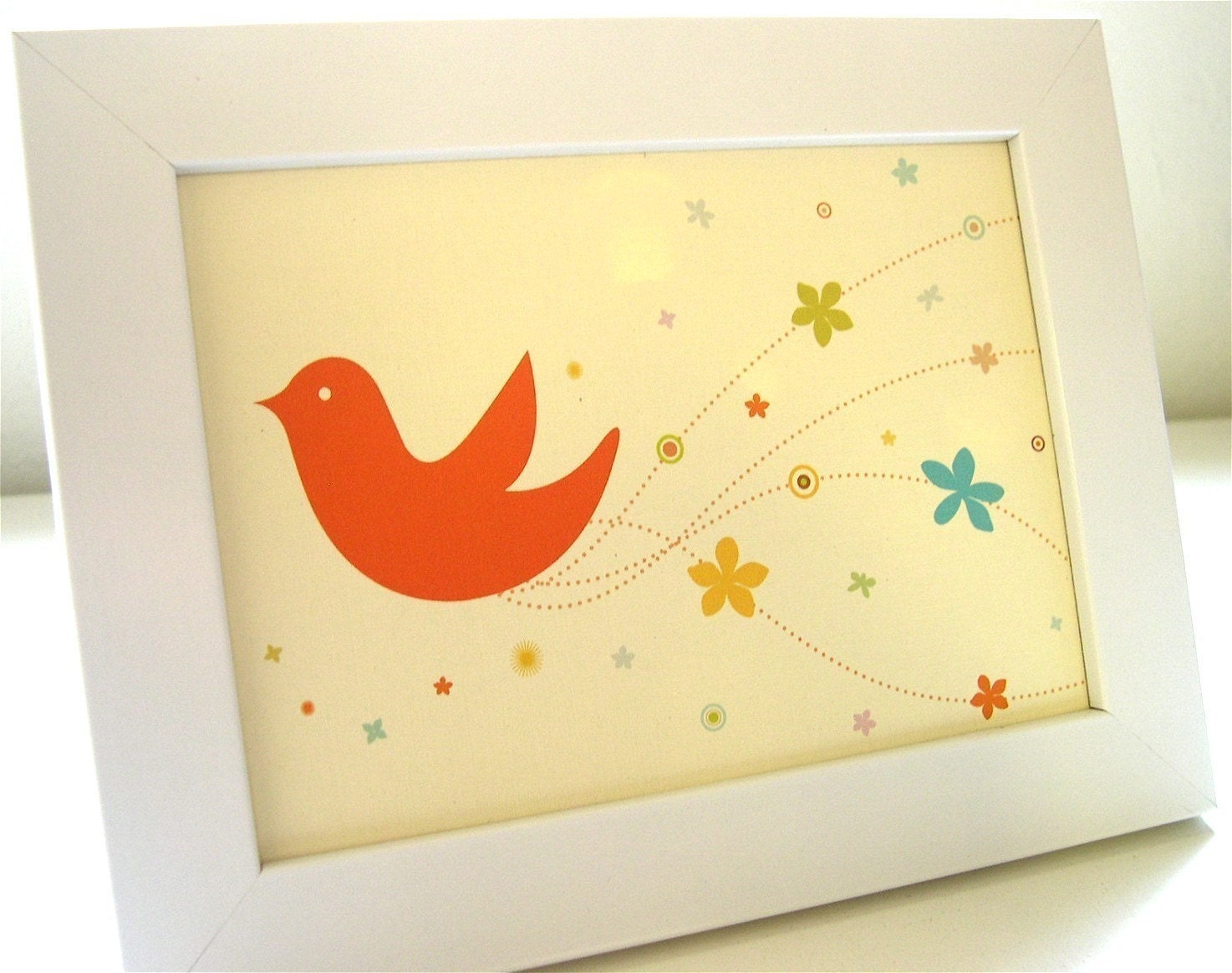 Framed Orange Bride Bird Print