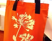 SALE Orange Cardinal on Agapanthus Shoulder Tote Bag