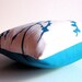 Teal Print on White Cotton Bird on Cherry Blossom - Mini 10.5 Inches Square Pillow