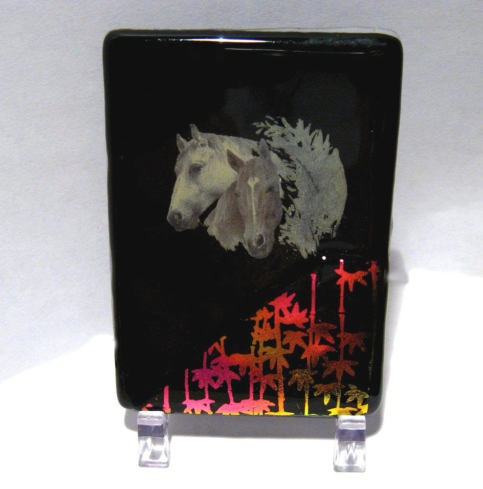 Dichroic Fused Glass ACEO - Fused Glass Horse ACEO