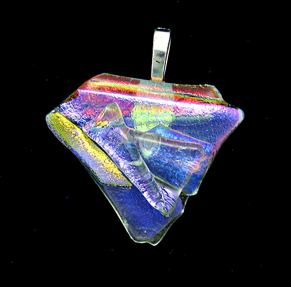 Fused Dichroic Glass Pendant - Fused Glass Pendant - Burst of Color Pendant